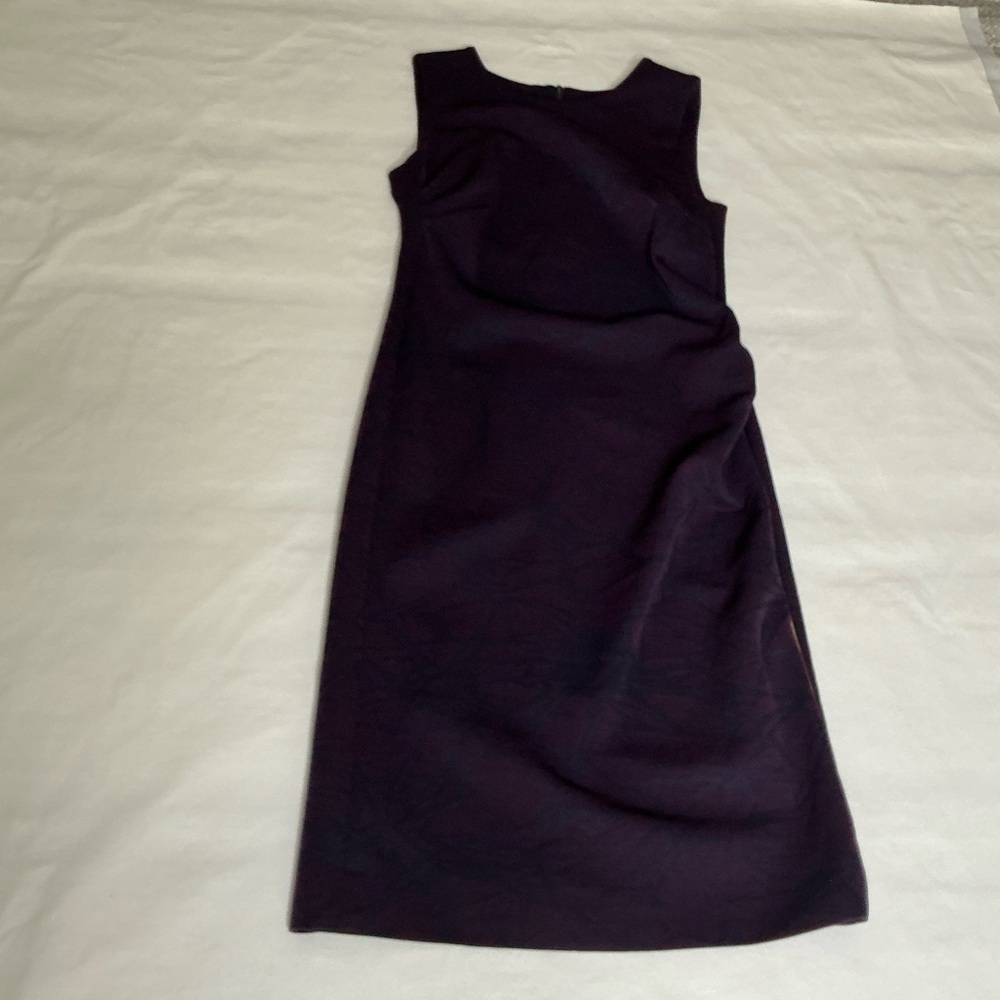 Escada Ruched Jacquard Print Sheath Midi Dress Purple Size 42 - Picture 11 of 16